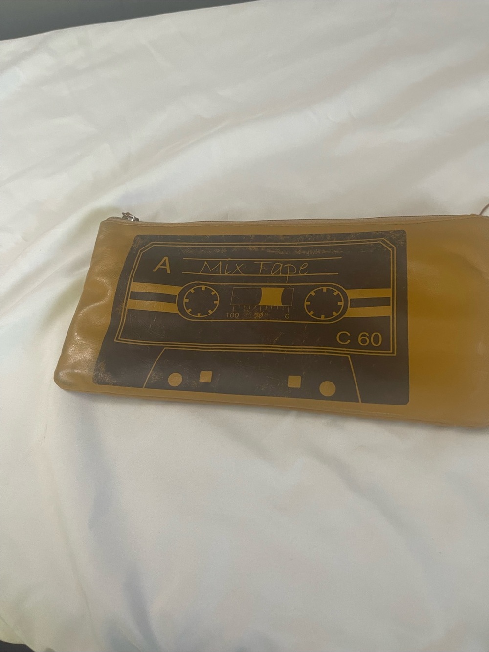 Vintage Retro Mix Tape Zip Pouch - Mustard Yellow